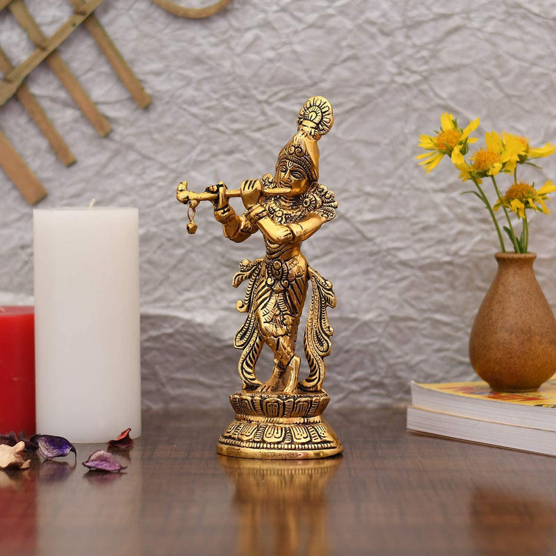 Bengalen Metal Gold Plated Krishna Idol Statue