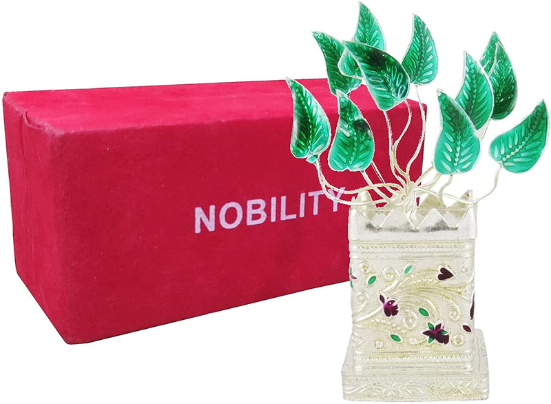 Nobility Silver Plated Tulsi Plant for Home Gift for Wedding and Puja (Size: 11.5 cm x 5 cm)