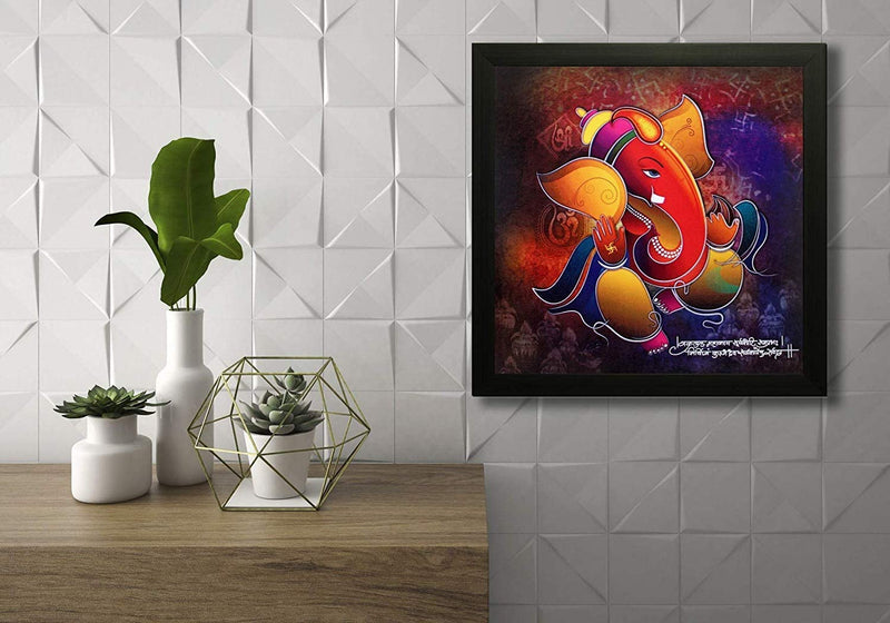 Nobility Ganesha Framed Painting Ganesh Wall Art Decor Statue Idol Decoration for Home, Living Room, Office, Gift for friends or family