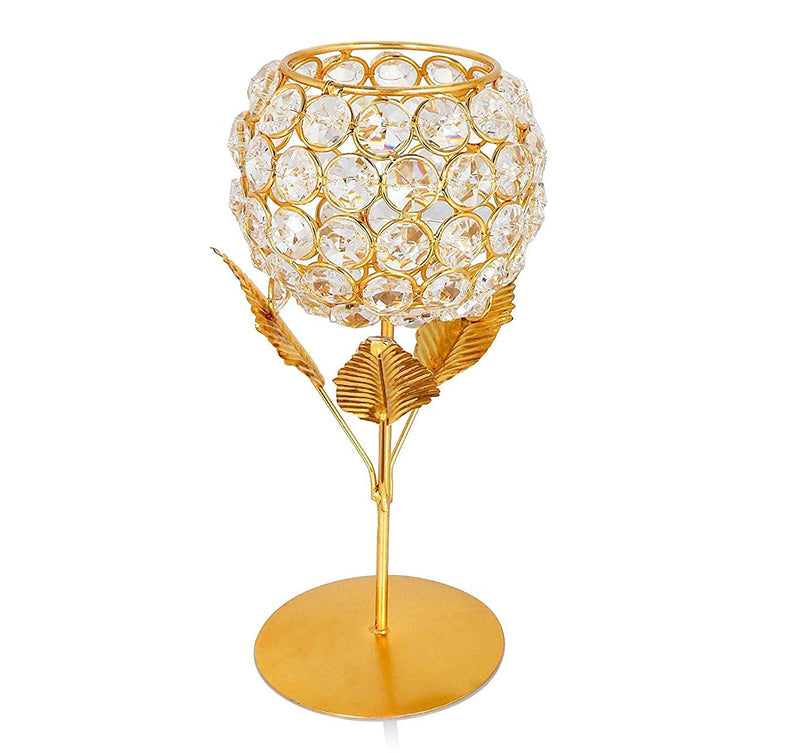 Bengalen Gold Plated Crystal Candle Holder Tea Light Stand Votive Decorative Tealight Holders