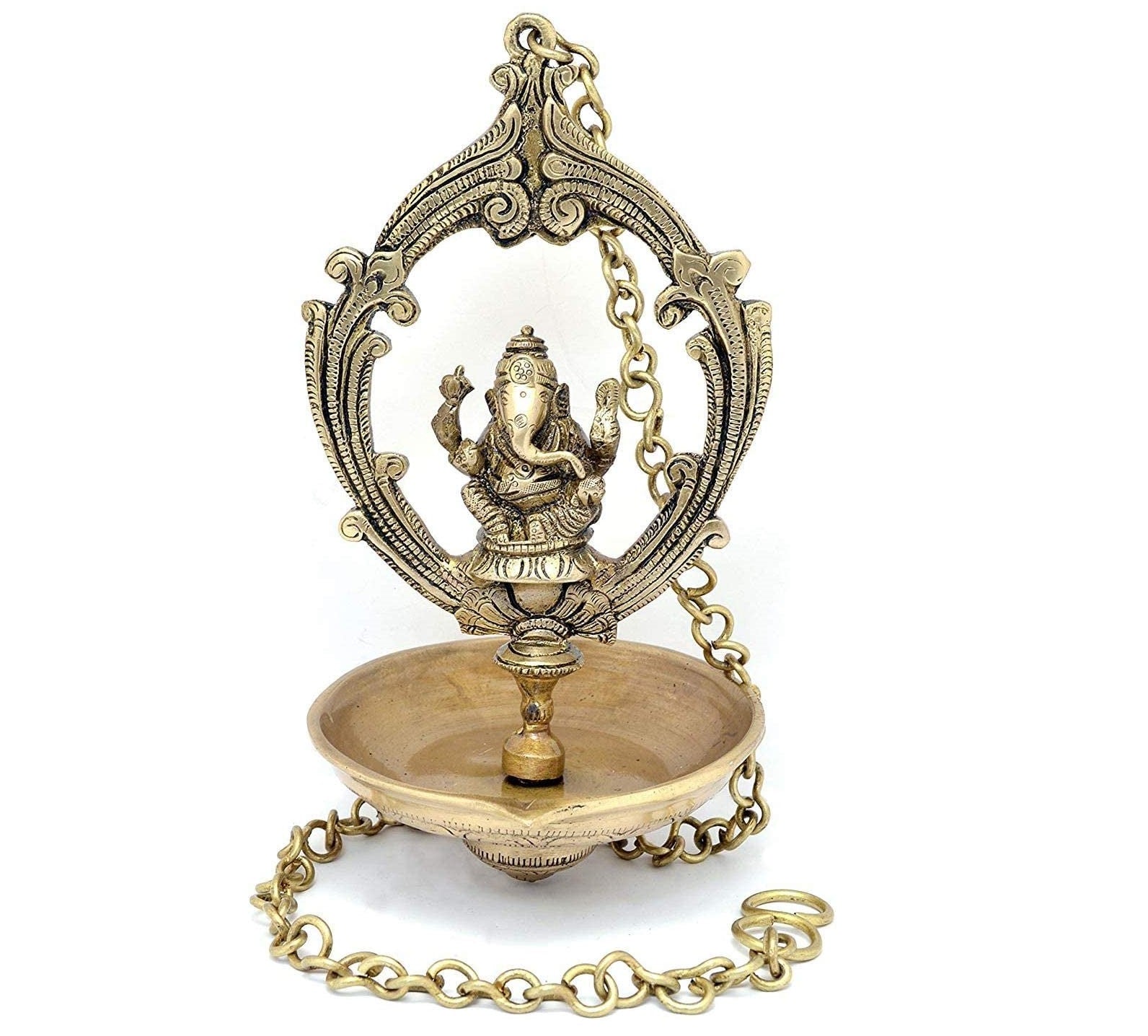 Bengalen Ganesha Oil Wick Brass Hanging Diya