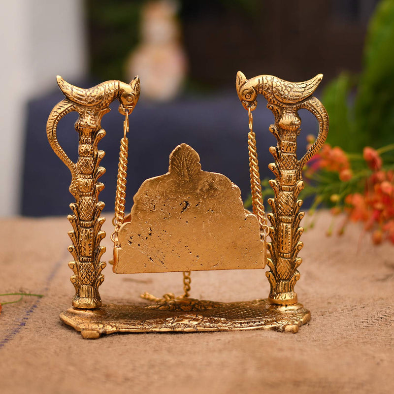 Bengalen Aluminium Laddu Gopal Jhula (Golden, 8 X 6.5 X 2.5 Inch)