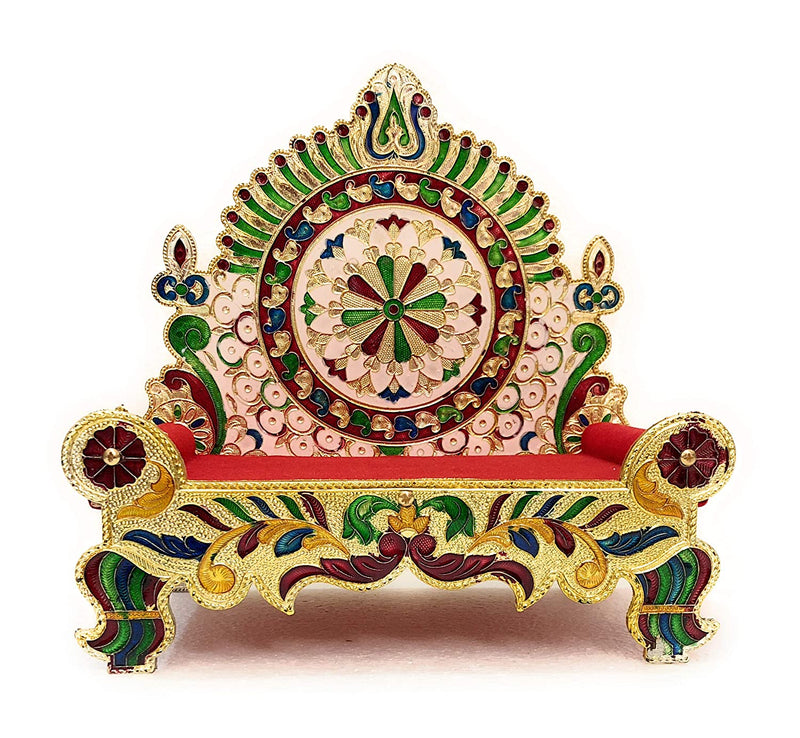 Bengalen Wooden Meenakari Lord Laddu Gopal Singhasan for Pooja Thakorji Bal Gopal Shinhasan (27 cm x 16 cm x 28 cm)