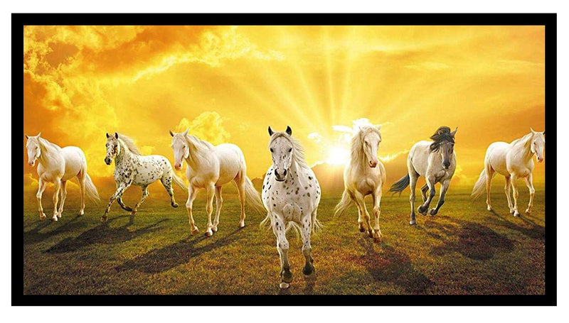 Nobility Seven Lucky Running Horses Vastu Painting for Home and Office