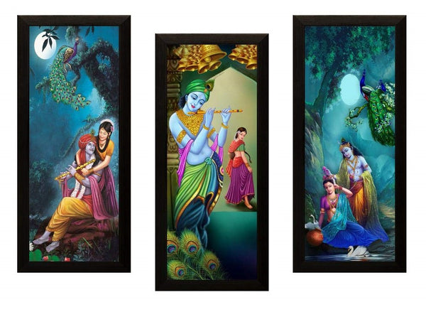 Nobility Radha Krishna Framed Painting UV Textured Design Religious Wall Art Decor